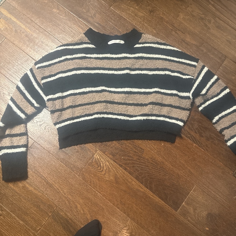 Altar'd State Black and Tan Striped Sweater